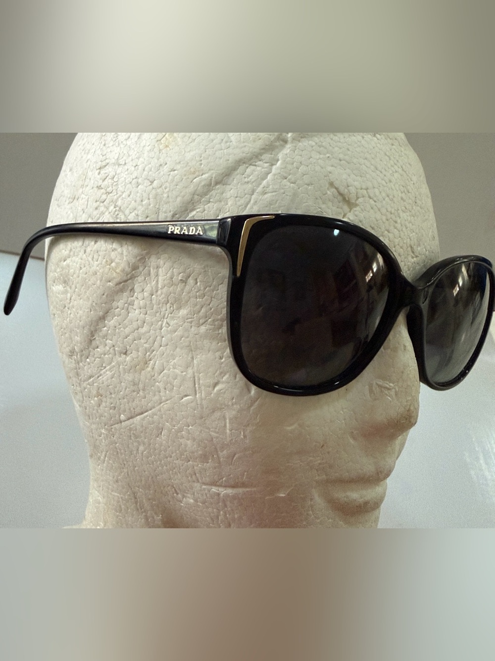 Prada Black Women's Oversized Logo Sunglasses with Dark Lenses Italy